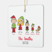 Kute persoonlijke kerstfamilie met hond keramisch ornament (Links)