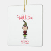 Kute persoonlijke Kinder kerst Keramisch Ornament (Links)