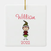 Kute persoonlijke Kinder kerst Keramisch Ornament (Achterkant)