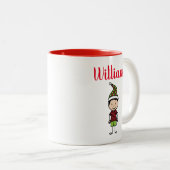 Kute persoonlijke Kinder rode kerst Tweekleurige Koffiemok (Voorkant rechts)