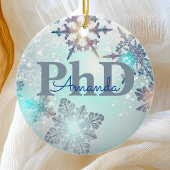 Kute persoonlijke PhD-Afstuderen-naam blauw Keramisch Ornament