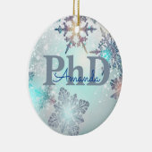 Kute persoonlijke PhD-Afstuderen-naam blauw Keramisch Ornament (Rechts)