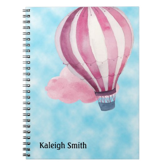 Kute persoonlijke Red White Hot Air-ballon Notitieboek (Voorkant)