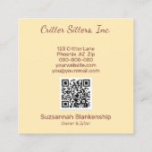 Kute Pet Care Guinea Pig QR Code Vierkante Visitekaartje (Achterkant)