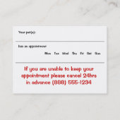 Kute Pet Grooming Business and Appointment Card Afsprakenkaartje (Achterkant)