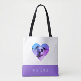 Kute Pet Lover Heart Voeg je fotonaam toe Tote Bag