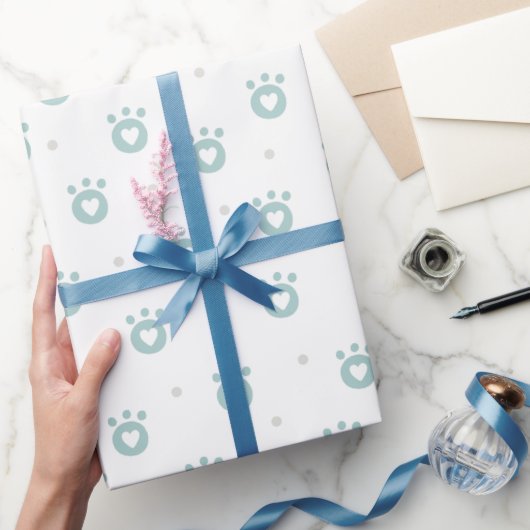 Kute Pet Paws met hart | Kinder verpakkingspapier Cadeaupapier (Geschenken)