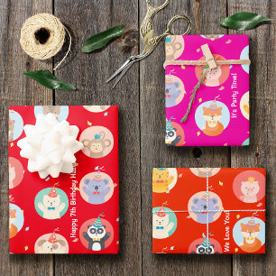 Kute Petten Kinder Rode Gelukkige Dag Inpakpapier Vel