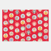 Kute Petten Kinder Rode Gelukkige Dag Inpakpapier Vel (Voorkant)