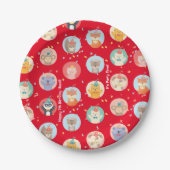 Kute Petten Kinder Rode Gelukkige Dag Papieren Bordje (Voorkant)