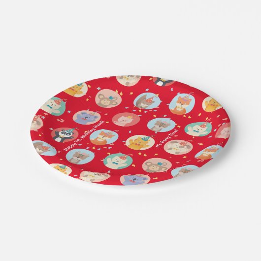 Kute Petten Kinder Rode Gelukkige Dag Papieren Bordje (Gekanteld)