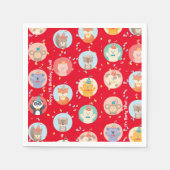 Kute Petten Kinder Rode Gelukkige Dag Servet (Voorkant)