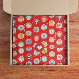 Kute Petten Kinder Rode Gelukkige Dag Tissuepapier