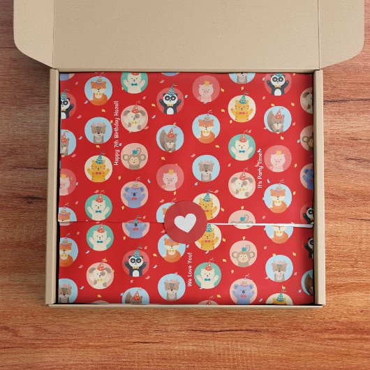 Kute Petten Kinder Rode Gelukkige Dag Tissuepapier