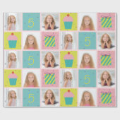 Kute Photo Birthday Gepersonaliseerd Wrapping Pape Cadeaupapier (Vlak)