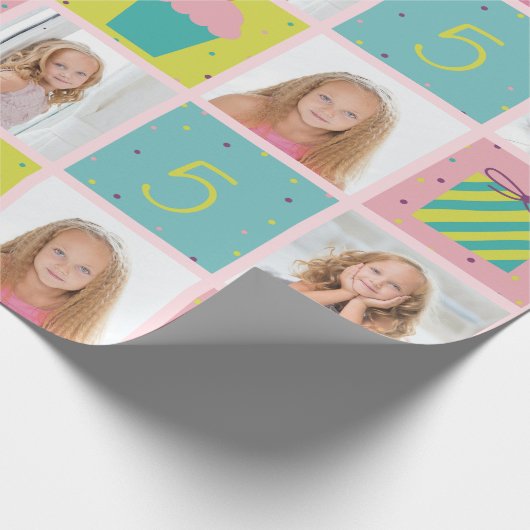Kute Photo Birthday Gepersonaliseerd Wrapping Pape Cadeaupapier (Hoek)