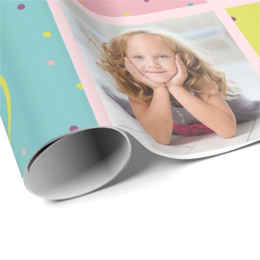 Kute Photo Birthday Gepersonaliseerd Wrapping Pape Cadeaupapier (Rol Hoek)