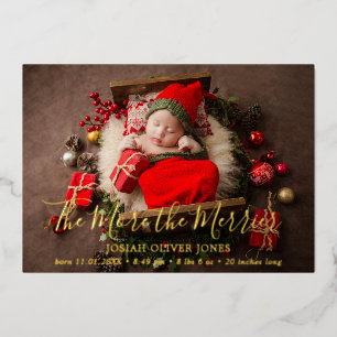 Kute Photo Gold Foil met kerstfeest Aankondiging