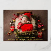 Kute Photo Gold Foil met kerstfeest Aankondiging (Voorkant)