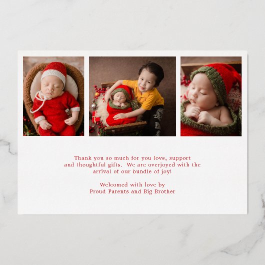 Kute Photo Gold Foil met kerstfeest Aankondiging (Achterkant)