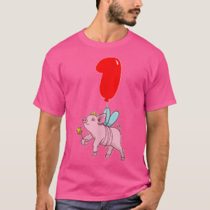 Kute Pig Fairy 1e verjaardag Kinder ballonpartij T-shirt