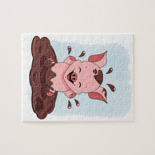 Kute pig in de modder legpuzzel (Horizontaal)