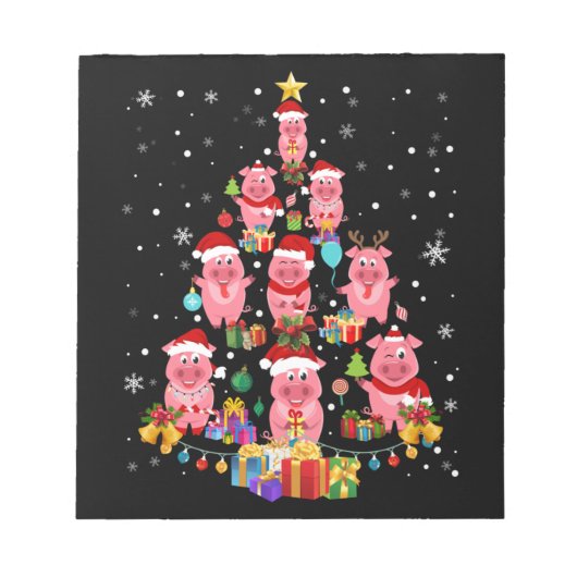 Kute pig-kerstboom met versierende feestdagen notitieblok (Voorkant)