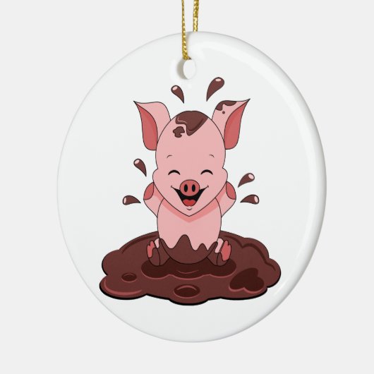 Kute pig-spel in modder keramisch ornament (Links)