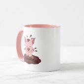 Kute pig-spel in modder mok (Voorkant links)