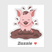 Kute pig-spel in modder sticker (Vel)