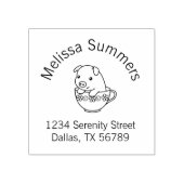Kute piglet pig in een Teacup Arch Address Rubberstempel (Afrduk)