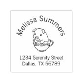 Kute piglet pig in een Teacup Arch Address Zelfinktende Stempel (Design)