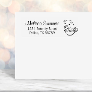 Kute piglet pingelt in een Teacup-adres Zelfinktende Stempel