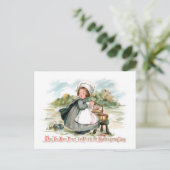 Kute Pilgrim Girl met Kokerpot Briefkaart (Staand voorkant)