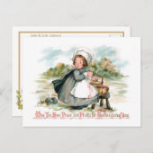 Kute Pilgrim Girl met Kokerpot Briefkaart (Voorkant / Achterkant)