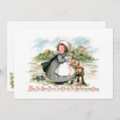 Kute  Pilgrim Girl met Kokerpot Feestdagenkaart (Voorkant / Achterkant)