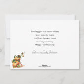 Kute Pilgrim Girl met pompoenen Feestdagenkaart (Achterkant)