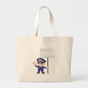 Kute piloot met tekentekenillustratie grote tote bag