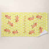 Kute pinda's die de gele cartoon illustreren strandlaken (Voorkant)