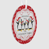 Kute Pinguïn Familie van 4 Kerst Ornament (voorkant)