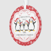 Kute Pinguïn Familie van 4 Kerst Ornament (voorkant)