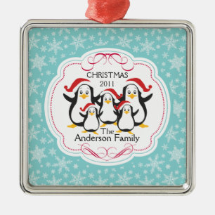 Kute Pinguïn Familie van 5 Kerst Ornament