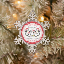 Kute Pinguïn Familie van 5 Kerst Ornament