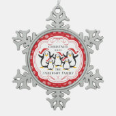 Kute Pinguïn Familie van 5 Kerst Ornament (Voorkant)
