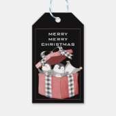 Kute pinguïns in de rode kersttas cadeaulabel (Voorkant)