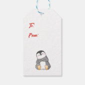 Kute pinguïns in de rode kersttas cadeaulabel (Achterkant)