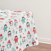 Kute pinguïns in de sneeuw. Gedrukt op wit Tafelkleed (Voorbeeld)