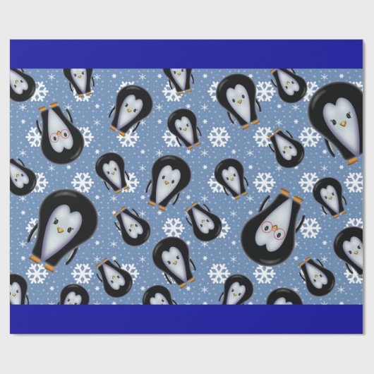 Kute pinguïns in de sneeuwschotel cadeaupapier (Vlak)