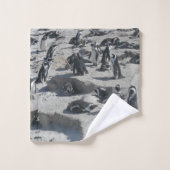 Kute pinguïns op de keukenset van de beugel bad handdoek (Wasdoekje)