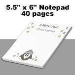 Kute pinguïnsterren en noem grijze kinderen notitieblok<br><div class="desc">Een notitieblok voor kinderen. Met een schattige pinguïn en sterren. Voeg een naam toe. Cadeauidee. Grijs en geel.</div>